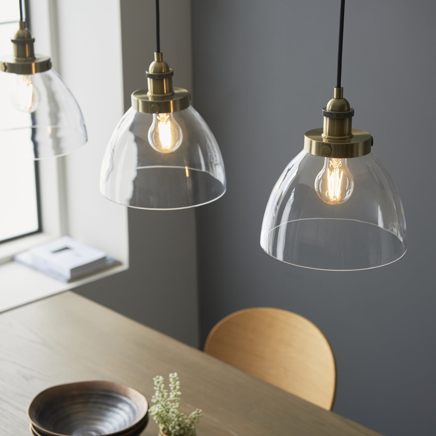 Hansen 3lt Pendant Antique Brass - Golden Aura Lighting Ltd