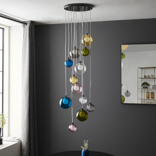 Galileo 12lt Pendant Black Chrome - Golden Aura Lighting Ltd