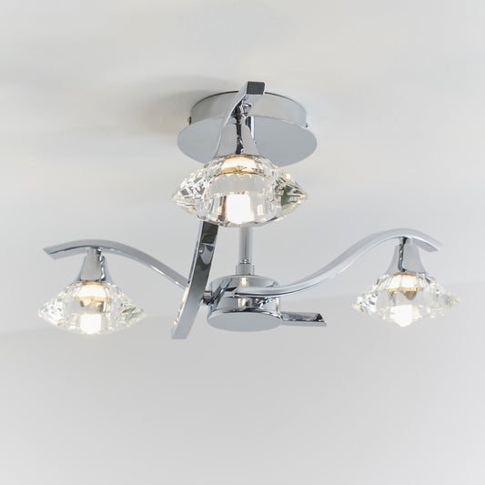 Langella 3lt semi flush 33W - chrome plate - Factory Second - Golden Aura Lighting Ltd